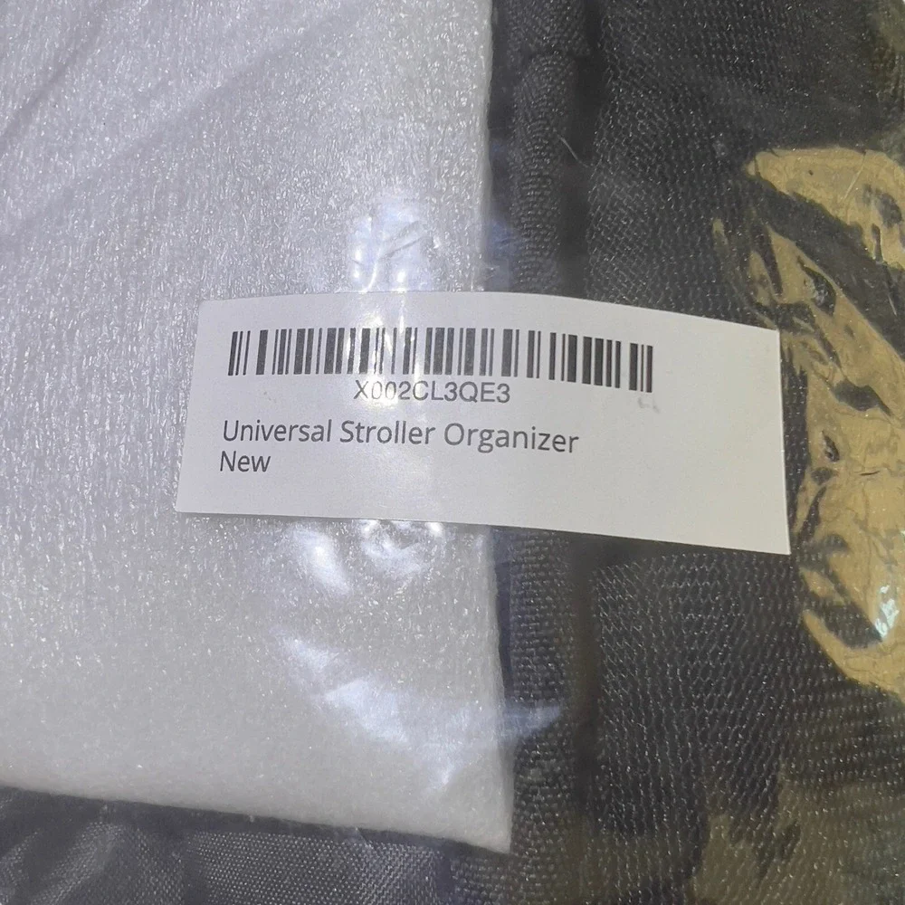 Universal Baby Stroller Organizer Black Background White Hearts Zips NIP